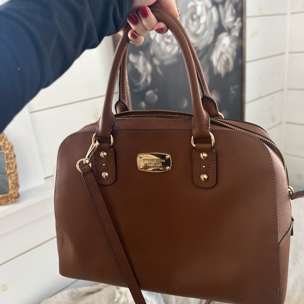 QUIET LUXURY Michael Kors Brown Satchel with Gold Hardware